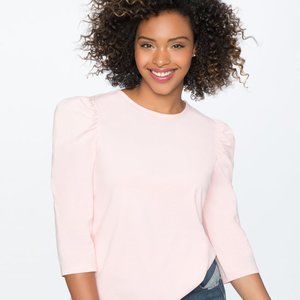 Eloquii Dramatic Puff Sleeve Tee in Pink, Size 16W
